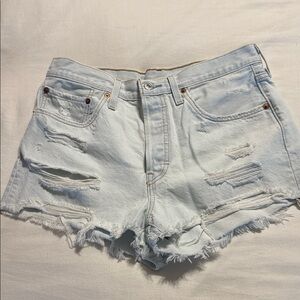 Levi's Light Wash Distressed Denim Cutoff Shorts